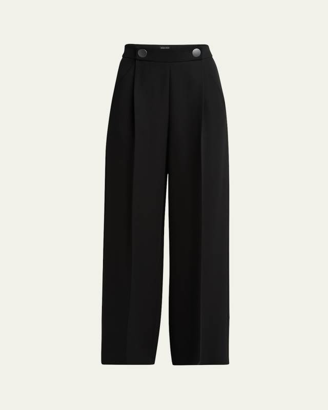 Pleated Wide-Leg Silk Cady Trousers